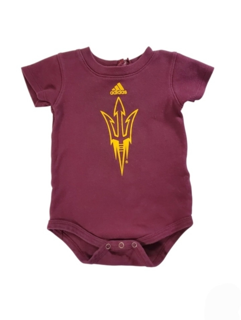 K1401 * Adidas Boys Arizona State Sun Devils Bodysuit Burgundy Size 12M